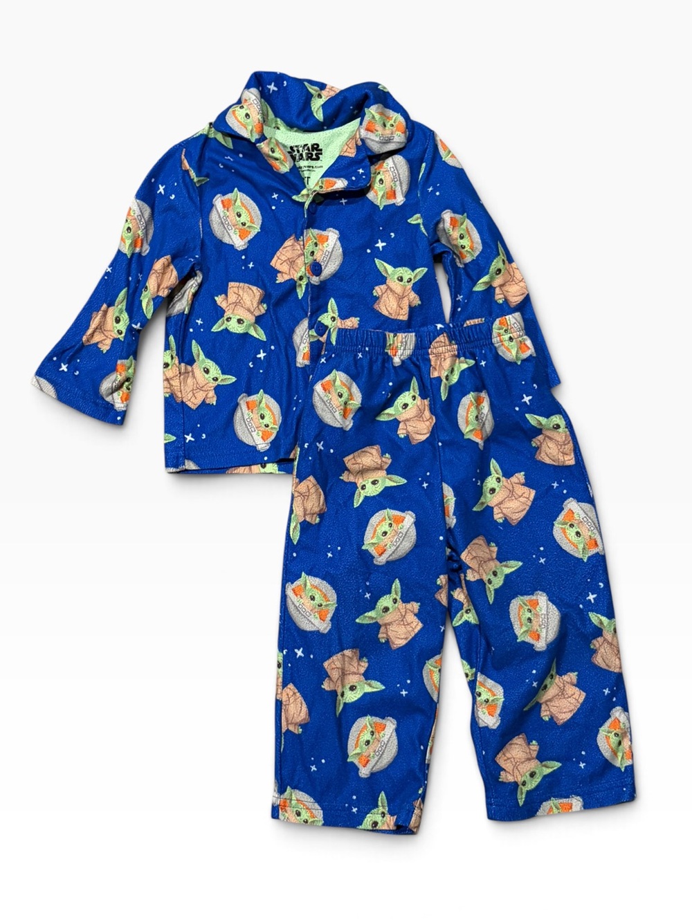 Star Wars Baby Yoda Grogu Boys 2T Blue Fleece Pajama Set PJs